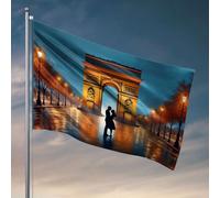 Stuff For Boys Room A Couple Kissing Under The Arc De Triomphe At Night Drapeau Man Cave Decor Outdoor Signs And Decor (30 x 45 cm)