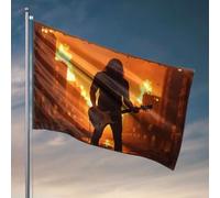 Stuff For Boys Room A Guitarist Plays Amidst A Fiery Cityscape. Drapeau, décoration murale de dortoir, décoration murale pour collègue (152 x 244 cm)