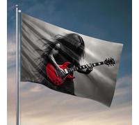 Stuff For Boys Room A Person With Long Black Hair Playing A Red Electric Guitar. Flag Deck Decorations Outdoor Dorm Wall Decor for Colle(152 x 244 cm)