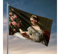 Stuff For Boys Room A Woman In A White Dress Reading A Book Drapeau Accessoires de patio Drapeaux amusants pour dortoir (30 x 45 cm)