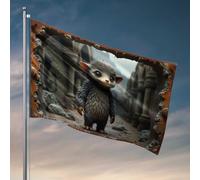 Stuff For Boys Room Adorable Fantasy Creature In An Ancient Ruined Cityscape Flag Cool Posters For Guys Funny Posters For College Do (120 x 180 cm)