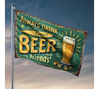 Stuff For Boys Room Always Drink Good Beer With Friends - Panneau vintage cool affiches pour garçons affiches amusantes pour les garçons (120 x 180 cm)