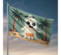 Stuff For Boys Room Fantôme effrayant sur une île tropicale avec palmiers Drapeau Accessoires de bar à la maison (152 x 244 cm)