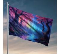 Stuff For Boys Room Magical Forest with Rainbow Light Beam Flag Home Bar Decor Cool Decor For Guys Room (60 x 90 cm)