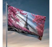 Stuff For Boys Room Paris in Bloom: A Springtime Eiffel Tower View Flag Retro Room Decor Bar For Man Cave (30 x 45 cm)