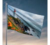 Stuff For Boys Room Red And White Lighthouse on the Coast Flag Home Bar Decor Cool Decor For Guys Room (60 x 90 cm)