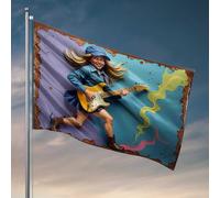 Stuff For Boys Room Running Girl With Electric Guitar : A Vibrant Musical Adventure Flag Cool Posters For Guys Funny Posters For College Do (120 x 180 cm)
