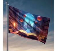 Stuff For Your Room A Magical Library with Floating Orbs And A Castle View Flag Fall Decor Outdoor Flags For Room Girls (152 x 244 cm)