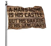 Stuff For Your Room A Man's Home Is His Castle But His Garage Is His Sanctuary Flag Drapeaux pour chambre à coucher Panneau de porche (120 x 180 cm)