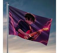 Stuff For Your Room A Person Playing a Electric Guitar With Lightning Effets Flag Fall Decor Outdoor Flags For Room Girls (120 x 180 cm)