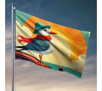 Stuff For Your Room A Seagull wearing a hat and scarf stands on a boat at Sunset Flag Fall Decor Outdoor Flags For Room Girls (60 x 90 cm)
