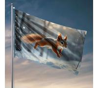 Stuff For Your Room A Squirrel Leaps Gracefully In A Snowy Forest. Drapeau pour camping-car, décoration de plage pour la maison (60 x 90 cm)