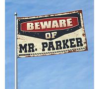 Stuff For Your Room Beware Of Mr. Parker Drapeau de chambre à coucher Panneau de porche (30 x 45 cm)