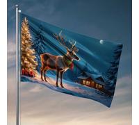 Stuff For Your Room Christmas Eve In The Snowy Forest Flag Décoration de chambre pour homme Décoration de terrasse (60 x 90 cm)