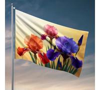 Stuff For Your Room Coloré Iris Fleurs Floraison Drapeau Décoration de chambre pour homme Décoration de terrasse (60 x 90 cm)