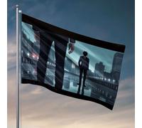 Stuff For Your Room Deux figurines adaptées se tiennent face à face dans un paysage urbain imprégné de pluie. Drapeau pour camping-car, décoration de plage pour la maison (152 x 244 cm)