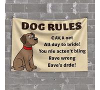 Stuff For Your Room Dog Rules : Respect All, Act Polite. Tapisserie décorative amusante pour bar Man Cave Rules (75 x 100 cm)