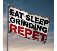 Stuff For Your Room Eat, Sleep, Grind: The Cycle of Dedication Flag Décoration de chambre pour homme (152 x 244 cm)