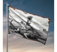 Stuff For Your Room Girl Riding Crocodile In Front Of Castle Flag Vintage Decor Outdoor Signs And Decor (60 x 90 cm)