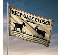 Stuff For Your Room Goat Warning: Keep Gate Closed For Safety! Drapeau vintage Décor extérieur Signes et décoration (120 x 180 cm)