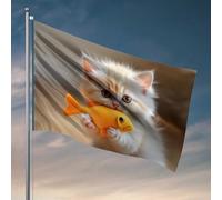 Stuff For Your Room Kitten With Toy Fish: Playful Moment Flag Room Decor For Men Deck Decor (30 x 45 cm)