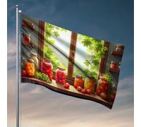 Stuff For Your Room Preserved Fruits and Vegetables By The Window Flag Décoration de chambre pour homme Décoration de terrasse (60 x 90 cm)