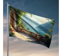 Stuff For Your Room Sereine Terrace With Breathtaking Lake View Flag Room Decor For Men Deck Decor (60 x 90 cm)