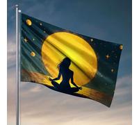 Stuff For Your Room Silhouette of A Person Meditating Against A Full Moon Backdrop Drapeau Décoration extérieure pour grotte d'homme (30 x 45 cm)