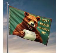 Stuff For Your Room Un ours tenant du papier toilette avec le texte « Butt Naked Nakings My Flag RV Flag Décorations de plage pour la maison (152 x 244 cm)