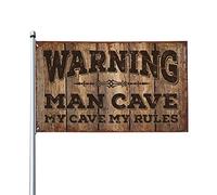 Stuff For Your Room Warning Man Cave My Cave My Rules Flag Funny Husband Gifts Drapeaux muraux amusants (30 x 45 cm)