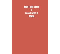 STUFF I WILL FORGET IF I DON'T WRITE IT DOWN - journal