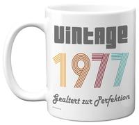 Stuff4 48. Geburtstagsgeschenke - 'Vintage 1977 Gealtert zur Perfektion' Tasse - Geburtstag Retro Tasse für Männer und Frauen, 325 ml Premium-Keramiktasse, Spülmaschinenfest