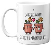 Stuff4 9. Hochzeitstag Jahrestag Jubiläumsgeschenke - 9 Jahre Zusammen Keramik Hochzeit - Hochzeitstag Tasse für Männer Frauen, 325 ml Premium-Keramiktasse, Spülmaschinenfest
