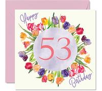 Stuff4 Belles cartes d'anniversaire pour femme - Bouquet de tulipes aquarelle - Carte d'anniversaire pour sa grand-mère, grand-mère, grand-mère, maman, 145 mm x 145 mm