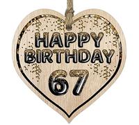 Stuff4 Cadeau d'anniversaire Amusant pour Homme et Femme - Plaques en Bois en Forme de cœur - 67 Ans - Panneau Souvenir en Bois Clair pour Papa, Maman, Grand-père, Grand-mère, Grand-mère, Oncle,