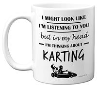 Stuff4 Cadeaux de karting - In My Head I'm Thinking About Karting - Cadeau amusant de karting pour homme et femme, cadeau de kart, tasse de sport automobile, cadeaux de course, 325 ml en céramique