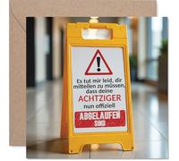 Stuff4 Carte d’anniversaire 90e anniversaire Humoristique pour ami ou amie - Panneau d’avertissement humoristique - Carte carrée avec enveloppe, intérieur vierge - Qualité premium 145mm x 145mm