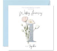 Stuff4 Carte d’anniversaire de mariage 1er pour couple - Motif floral élégant - Carte carrée avec enveloppe, message à l’intérieur - Qualité premium 145mmx145mm