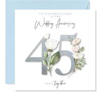 Stuff4 Carte d’anniversaire de mariage 45e pour couple - Motif floral élégant - Carte carrée avec enveloppe, message à l’intérieur - Qualité premium 145mmx145mm