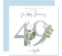 Stuff4 Carte d’anniversaire de mariage 49e pour couple - Motif floral élégant - Carte carrée avec enveloppe, message à l’intérieur - Qualité premium 145mmx145mm