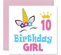 Stuff4 Carte d'anniversaire 10 ans pour fille - Carte d'anniversaire licorne - Carte d'anniversaire pour fille de 10 ans, carte d'anniversaire pour fille, nièce, petite-fille, enfant 145 mm x 145 mm