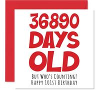 Stuff4 Carte d'anniversaire 101 ans pour homme et femme - 36890 jours - Carte d'anniversaire amusante pour 100 ans pour grand-mère, grand-père, grand-père, maman, papa, 145 mm x 145 mm