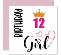 Stuff4 Carte d'anniversaire 12 ans pour filles - Cartes d'anniversaire pour fille de 12 ans, fille, sœur, petite-fille, cousine, amie, nièce, 145 mm x 145 mm, 12 ans