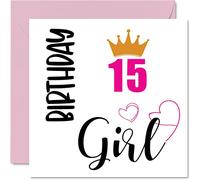 Stuff4 Carte d'anniversaire 15 ans pour filles - Cartes d'anniversaire pour fille de 15 ans, fille, sœur, petite-fille, cousine, amie, nièce, 145 mm x 145 mm, 15 ans