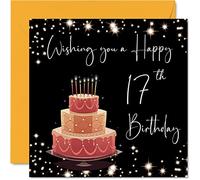 Carte d'anniversaire 17 ans pour filles et garçons - Élégante - Cartes d'anniversaire pour adolescentes de 17 ans, fils, fille, frère, sœur, petit-fils, ami, 145 mm x 145 mm