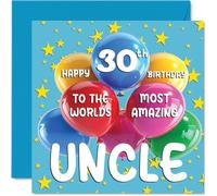 Stuff4 Carte d'anniversaire 30 ans pour oncle - World's Most Amazing Uncle - Carte d'anniversaire 30 ans pour oncle de la part de nièce et neveu, 145 mm x 145 mm, 30 ans, cartes de vœux pour oncle
