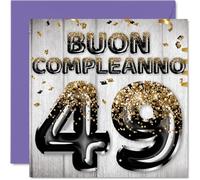 Stuff4 Carte d'anniversaire 49e pour homme - Ballons à paillettes dorées noires - Cartes de joyeux 49e anniversaire pour homme de 49 ans, fils, frère, oncle, 145 mm, 49e anniversaire