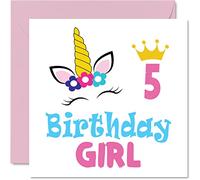 Stuff4 Carte d'anniversaire 5 ans pour fille - Carte d'anniversaire licorne - Carte d'anniversaire pour fille de 5 ans, carte d'anniversaire pour fille, nièce, petite-fille, enfant 145 mm x 145 mm