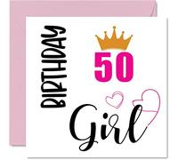 Stuff4 Carte d'anniversaire 50 ans pour femme - Fille - Cartes d'anniversaire pour femme de 50 ans, grand-mère, belle-mère, tante, sœur, 145 mm x 145 mm, cartes de vœux pour 50 ans