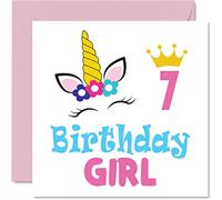 Stuff4 Carte d'anniversaire 7 ans pour fille - Carte d'anniversaire licorne - Carte d'anniversaire pour fille de 7 ans, carte d'anniversaire pour fille, nièce, petite-fille, enfant 145 mm x 145 mm